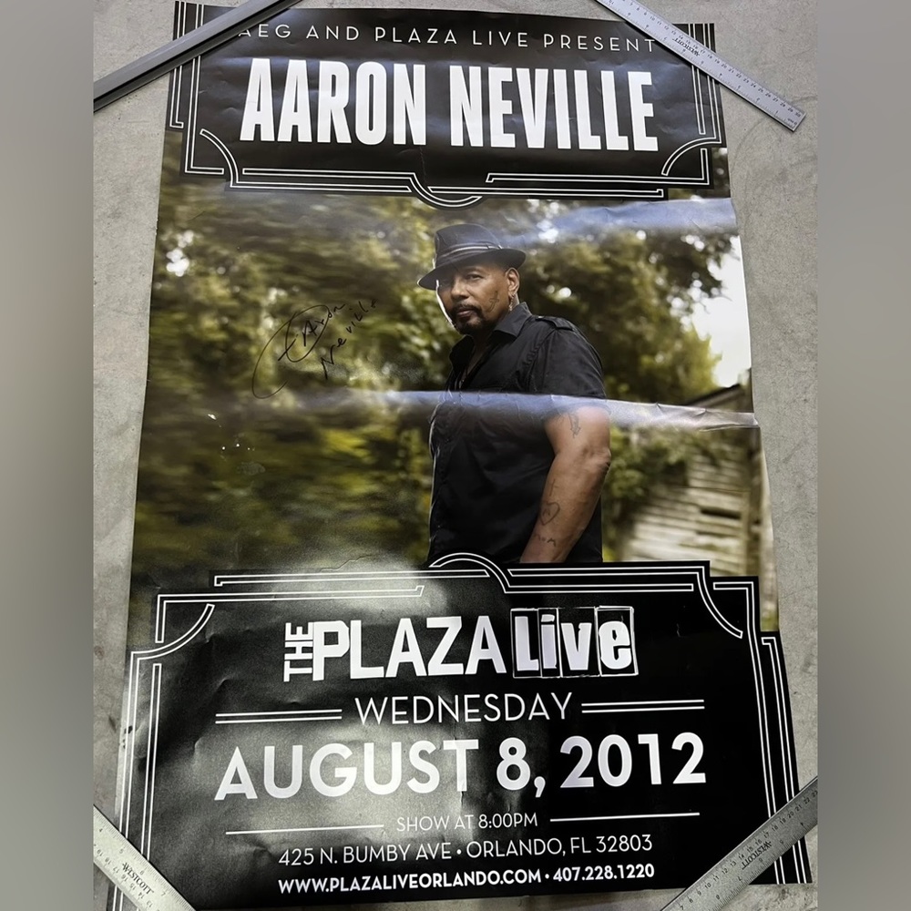 Aaron Neville Authentic Autograph Full Size Poster 2012 - The Plaza Live Orlando